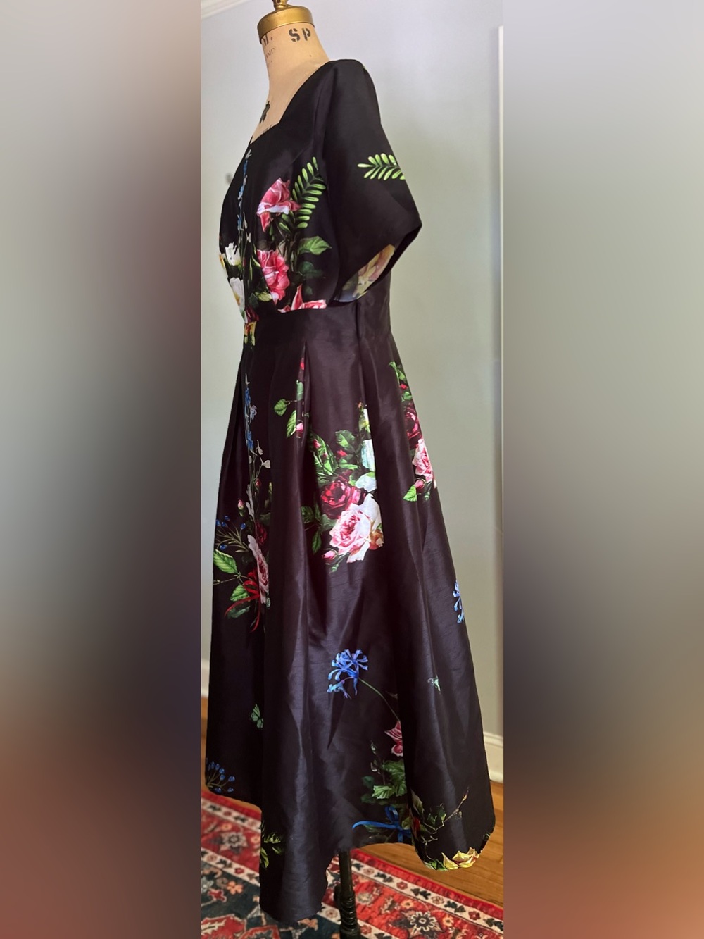 eShakti Black Floral & Butterfly Print Dress - Picture 4 of 11